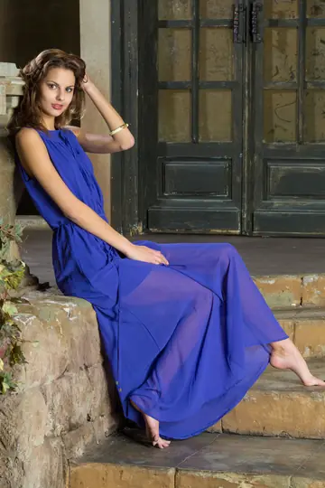 Tall Russian Brunette Strips Out of Her Elegant Dress