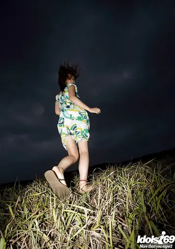 Yura Aikawa – Thick Japanese Brunette Undresses Outdoors in Lingerie