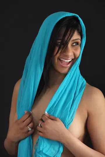 Indian Woman with Big Natural Tits Poses in Sheer Lingerie and Jeans