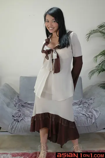 Mika Tan – Brunette Asian Babe in a Skirt Sucks and Fucks Until He Cums