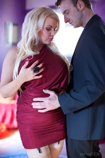 Tiffany Kingston – Blonde British MILF in Stockings Works a Cock with Feet and Hand