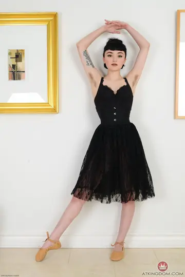 Matilda Bow – Petite Brunette Shows Hairy Armpits and Bush in a Skirt