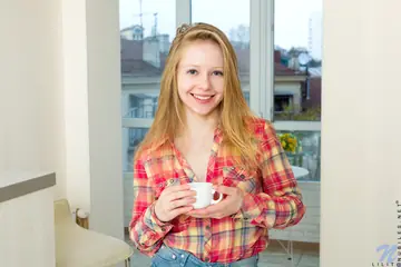 Lola Chic – Blonde in Shorts and Panties Fingers Her Pussy