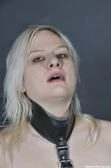 Blonde PAWG in Leather Spreads While Restrained