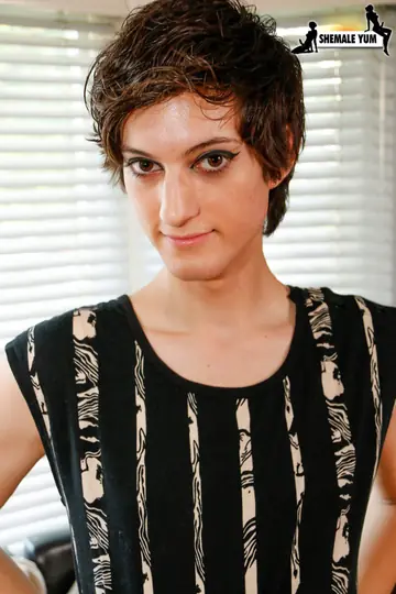 Skinny Trans Woman Strips Nude and Shows Her Small Tits and Cock