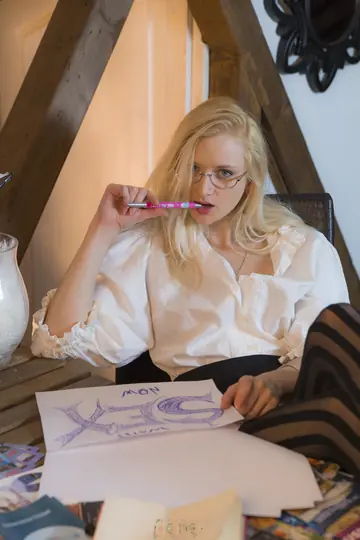 Nika N – Blonde in a Skirt and Heels Fingers Her Pussy and Ass