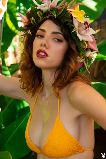 Azura Grace – Slim Latina Brunette with Big Tits Strips in the Garden
