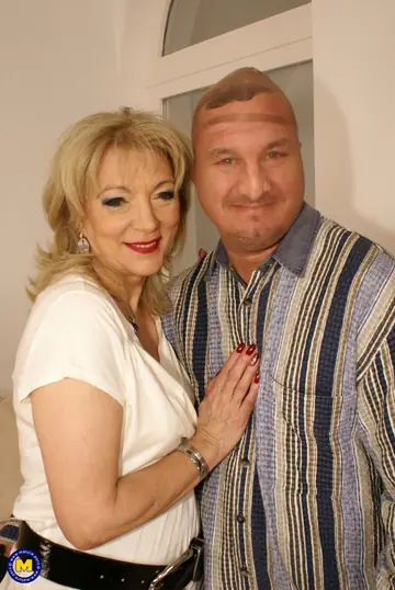 Janet Lesley – Mature Blonde in Stockings Takes a Creampie After Cowgirl
