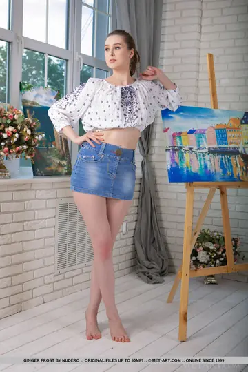 Ginger Frost – Tall European Redhead Strips Out of Her Skirt