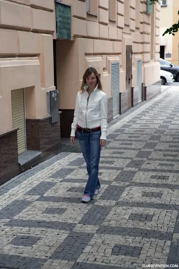 European PAWG in Jeans Sucks and Fucks Outdoors