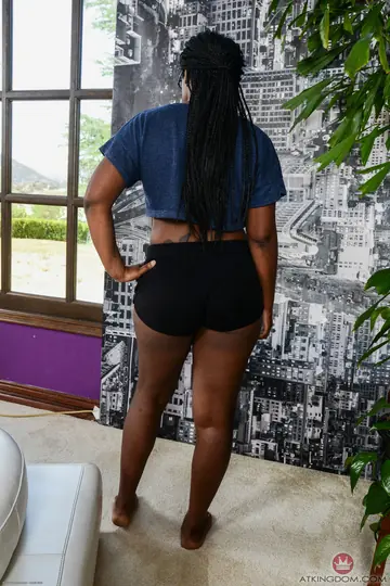 Janelle Taylor – Petite Ebony Beauty in Glasses Spreads Her Pussy