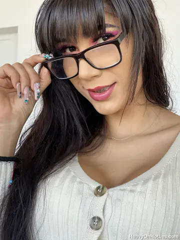 Mia Marin – Brunette Latina in Lingerie and Glasses Takes POV Cum in Mouth