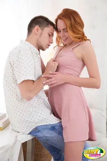 Candy Red – Petite Russian Redhead in Panties Rides and Takes It Doggy Style