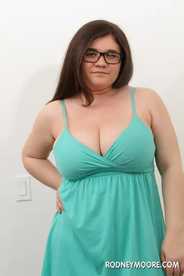 BBW Brunette in Glasses Strips Nude and Shows Off Her Big Tits
