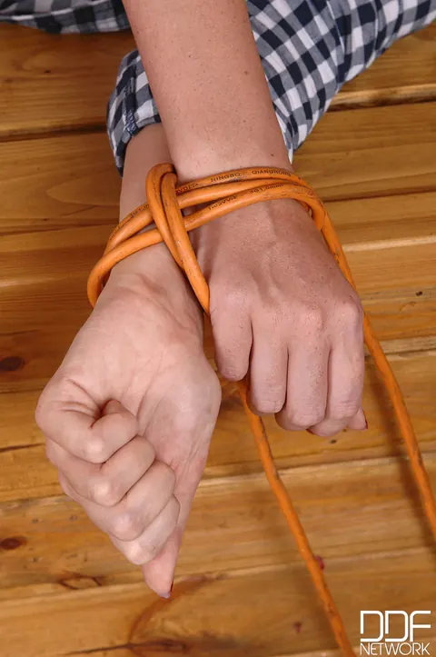 Paige Turnah: Tall British Brunette Uses a Dildo While Bound in Bondage – photo 16 of 21