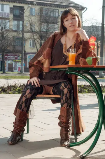 Red Eva – European Redhead in Boots Shows Her Natural Tits and Spreads Outdoors