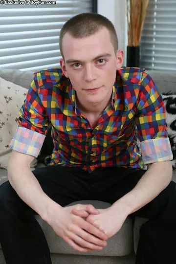Thick Short-Haired Guy Strokes His Cock and Fingers His Ass to Cumshot