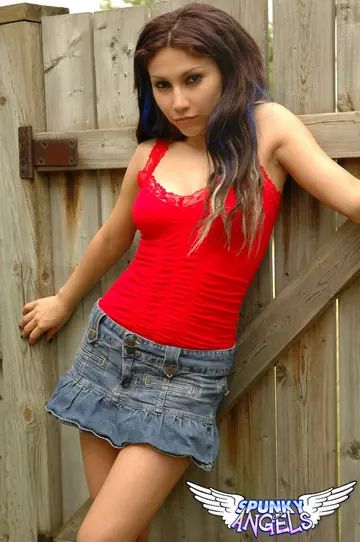 Angel Button – Slim Brazilian Latina in a Skirt Flashes Her Thong Outdoors