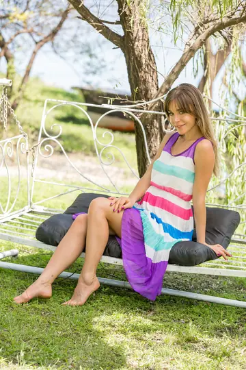 Woman Strips Out of Her Skirt and Spreads Outdoors