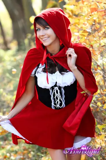 Andi Land – Skinny Cosplay Brunette Strips Out of Her Costume Outdoors