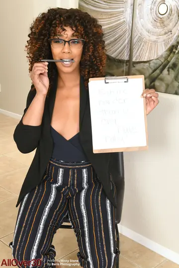 Misty Stone – Ebony MILF in High Heels Spreads Her Legs While Clothed