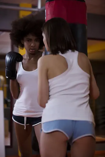 Luna Corazon – Athletic Brunette and Ebony Lesbian Lick and Finger Each Other
