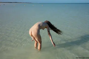 Irene Rouse – Slim Tattooed Latina Poses Nude on the Beach