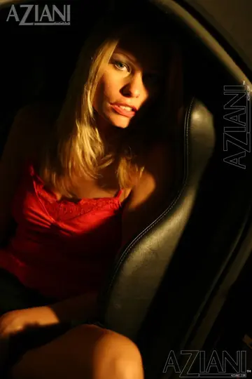Tricia Tyler – Blonde in a Skirt Spreads Her Shaved Pussy in the Car