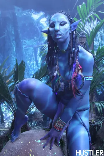 Ebony Cosplay Model in a Bikini and Costume Strips to Show Her Natural Tits