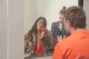 Slim Ebony MILF in Uniform Sucks and Fucks Doggy in the Office