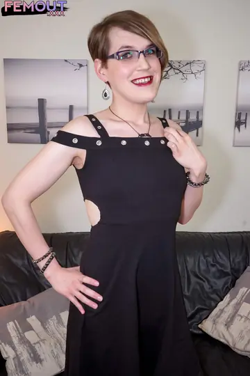 Trans Woman Slides Her Dress Off and Stands Bare
