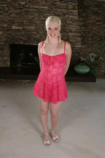 Petite Blonde in a Dress Gets Fucked Doggy Style