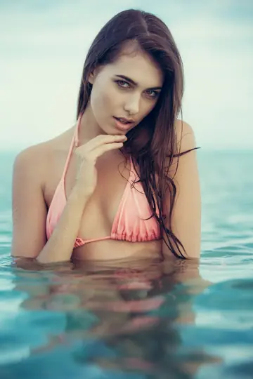 Katrine Pirs – Brunette Strips Off Her Bikini Outdoors and Shows Her Small Natural Tits