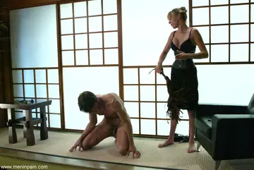 Audrey Leigh – Blonde MILF in Lingerie Whips Bound Male Slave