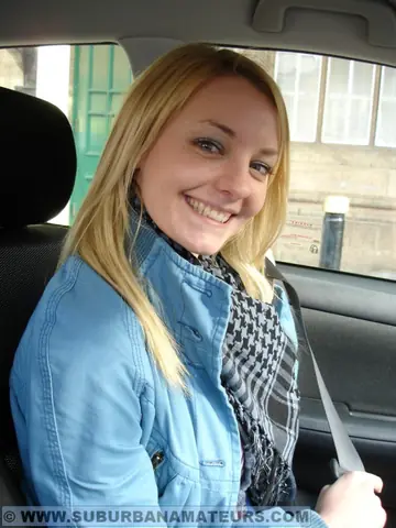 Blonde British Babe with Big Natural Tits Spreads in a Dress and Jeans
