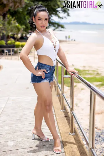 Asian Trans Woman Strips Naked and Poses