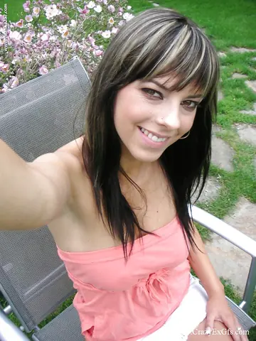 Mellie – Busty Brunette MILF in Panties Spreads Outdoors