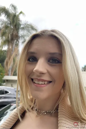 Slim Blonde Lifts Her Skirt and Spreads Her Pussy