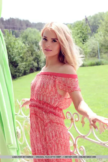 Lana Foxy – Petite Blonde Lifts Her Skirt and Spreads Her Tight Slit