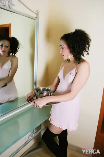 Trans Woman Slips Dress Off and Poses Nude Front and Back