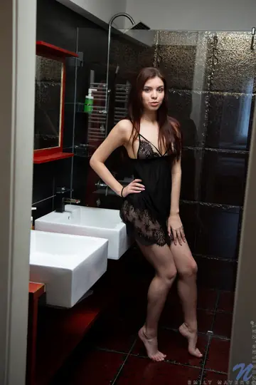 Emily Mayers – Tall Russian Brunette Undresses and Poses Nude Showing Tattoo