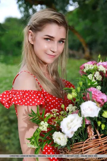 Christine Cardo – Blonde Strips Out of Her Skirt and Spreads in a Hilly Field
