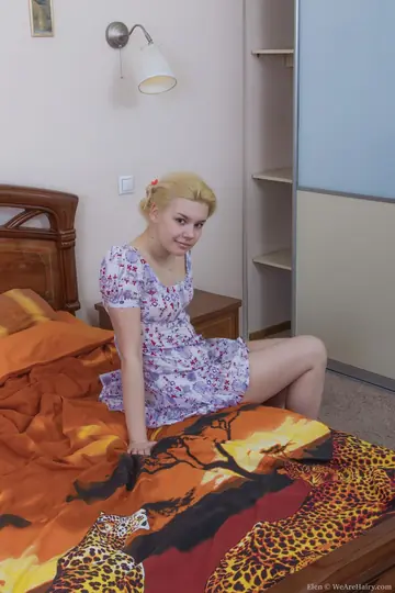 Russian Blonde Pulls Aside Her Panties to Show Her Hairy Pussy
