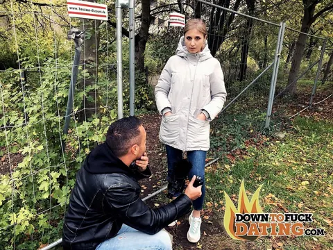 German Amateur Gives a Blowjob and Rides Cock Outdoors in Jeans – photo 7 of 20