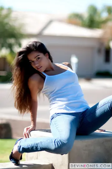 Latina in Jeans Masturbates with a Dildo and Fingers Herself