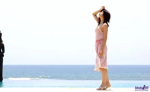 Saki Ninomiya: Japanese Brunette Undresses on the Beach – photo 6 of 16