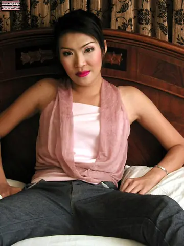 Hairy Asian Trans Woman Strips Nude and Poses Fully Exposed