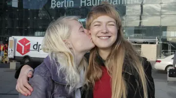 Amateur Women Kiss, Lick Pussy and Finger Each Other on a Train