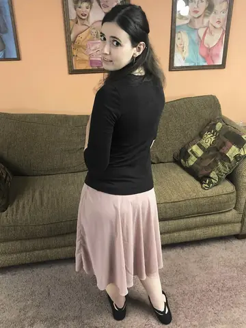 Busty Brunette MILF Strips Out of Her Skirt and Gives a POV Blowjob