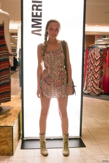 Blonde Lifts Her Skirt and Flashes Panties in Public